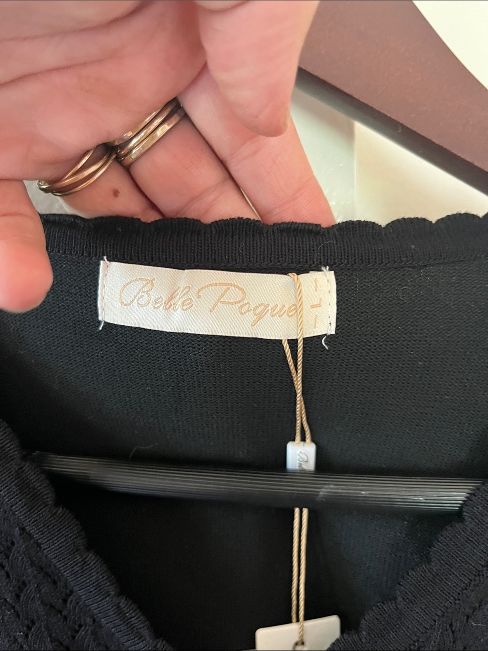 NWT Belle Poque Black Scalloped Edge Cropped Cardigan - Picture 3 of 6
